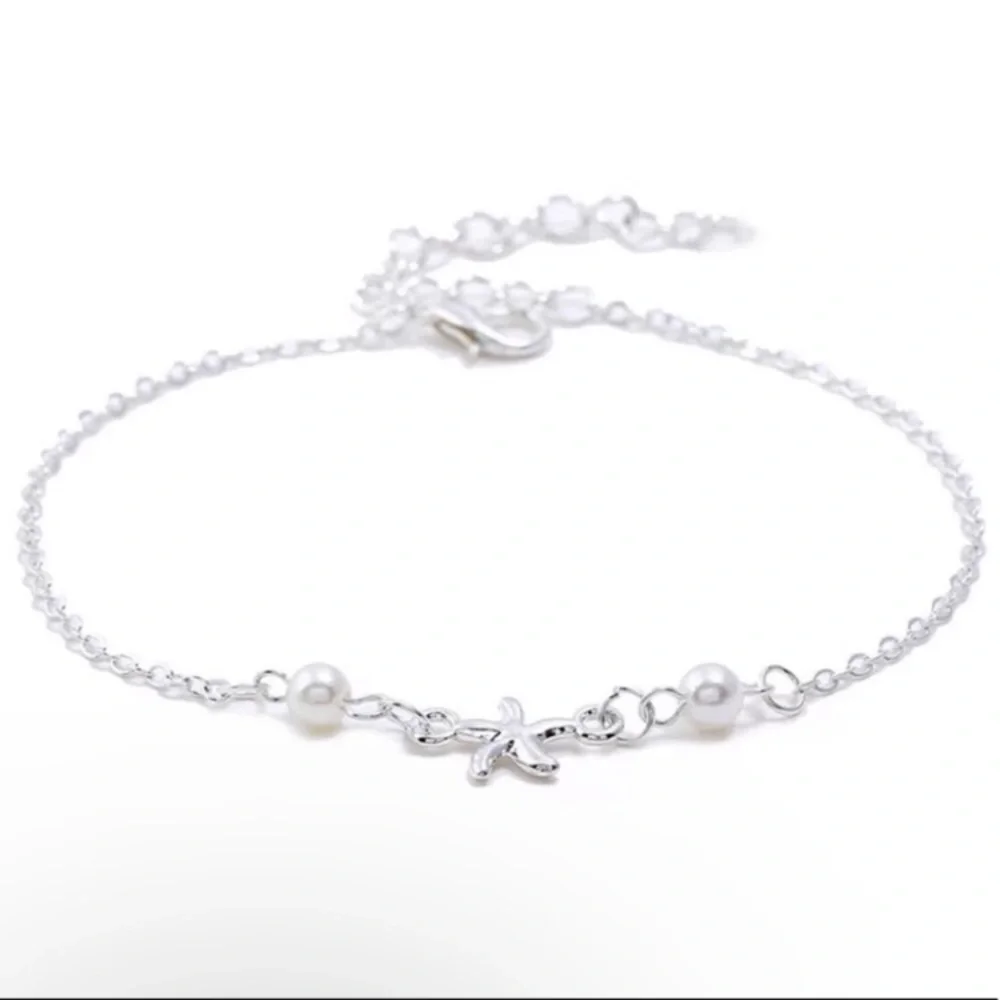 💜10/$25💜NEW Starfish Charm Pearled Chain Bohemian Anklet - Picture 8 of 9
